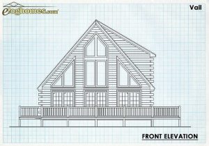 Log Home Front Elevation - Vail