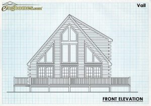 Log Home Front Elevation - Vail