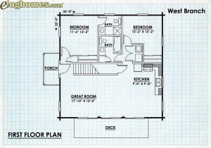 Log  Cabin Home First Floor Plan - West Branch