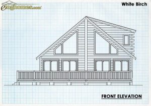 Log Home Front Elevation - Whitebirch