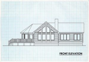 Log Home Front Elevation - Willow Ridge