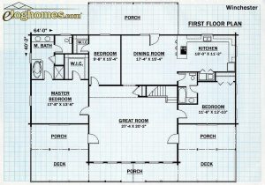 Log Home First Floor Plan - Winchester