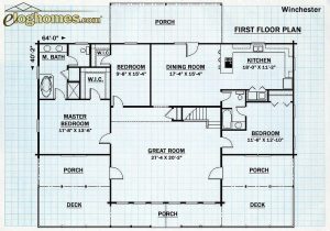 Log Home First Floor Plan - Winchester