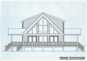 Log Home Front Elevation - Yellowstone