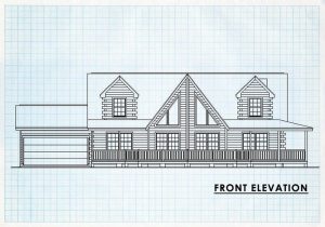 Log Home Front Elevation - Yosemite