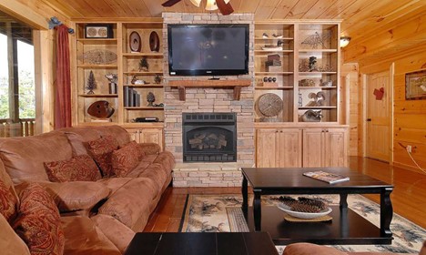 Slim Fireplace in a Smaller Log Cabin Kit