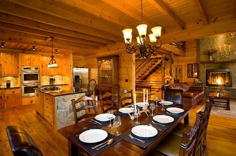 Hygge Kitchen and Dining Room Features in Log Cabin