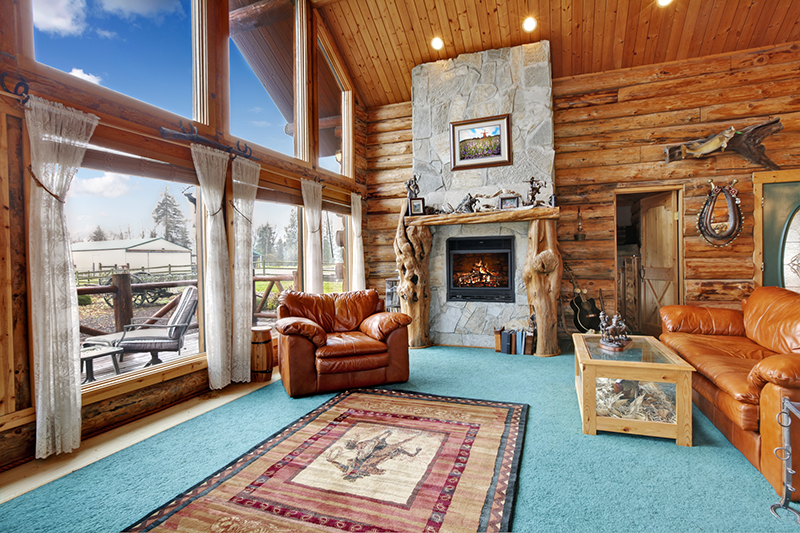 Log cabin living room