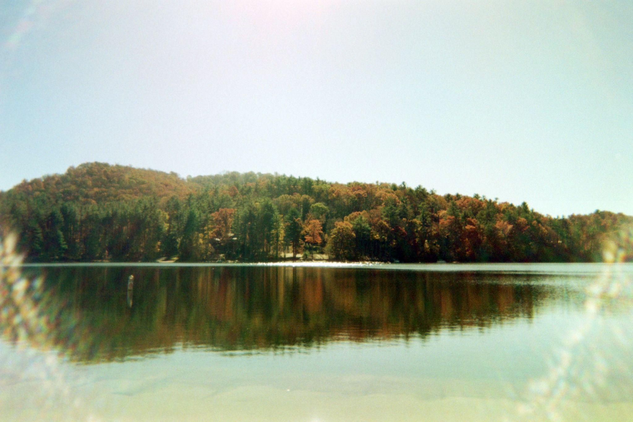 lake among the mountains in autumn