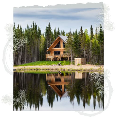 beautiful log home cabin on a lake