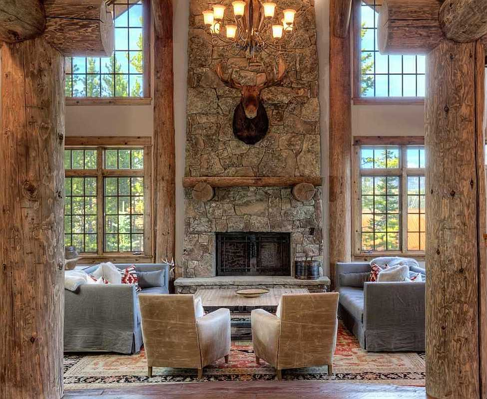Modern log cabin interiors
